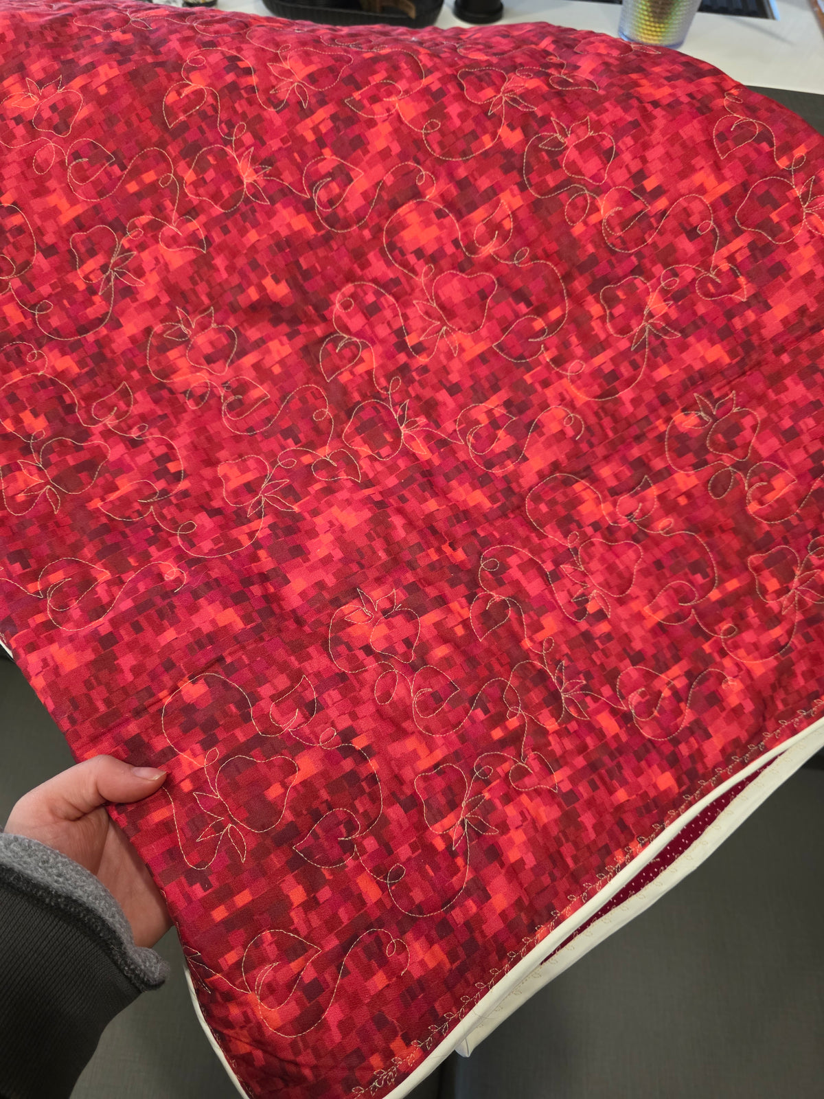 Patchwork Quilt: Strawberry Baby Quilt (37"x32")Heirloom Quilt